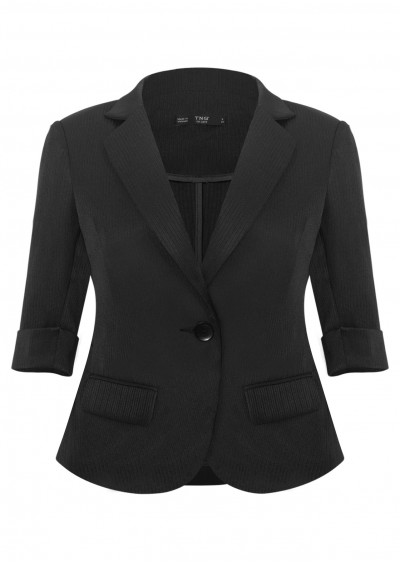 Vest vạt tròn kẻ đen B652