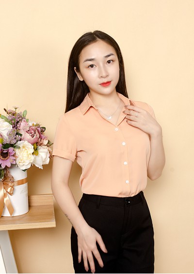 SM chiffon ngắn vàng cam R333 